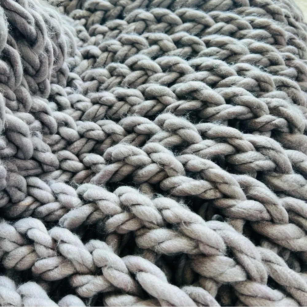 80”x85” Handmade Chunky Knit Throw Blanket , Soft & Cozy